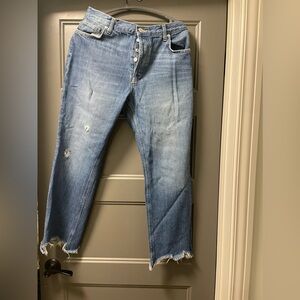 We The Free people button fly raw hem Jeans distressed 30
